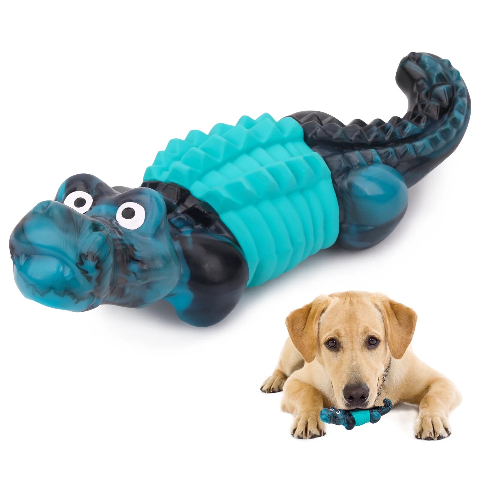 Indestructible Dog Toys for Aggressive Chewers | Heavy-Duty Tough Rubber Dog Chew Toy for Large Breeds & Power Chewers | Durable Dental Care Toy for Boredom & Anxiety Relief (Blue)