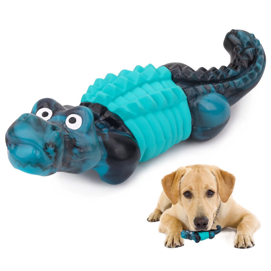 Indestructible Dog Toys for Aggressive Chewers | Heavy-Duty Tough Rubber Dog Chew Toy for Large Breeds & Power Chewers | Durable Dental Care Toy for Boredom & Anxiety Relief (Blue)