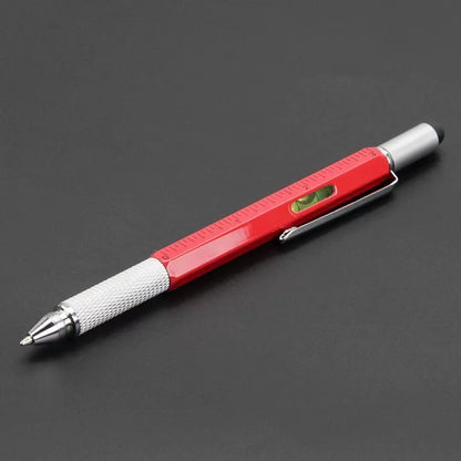 7-in-1 Multifunctional Tool Pen with Touch Screen Stylus & Screwdriver Set | Heavy-Duty Metal Ballpoint Pen with Bubble Level, Rulers & Refills for Engineers, Handymen & DIY