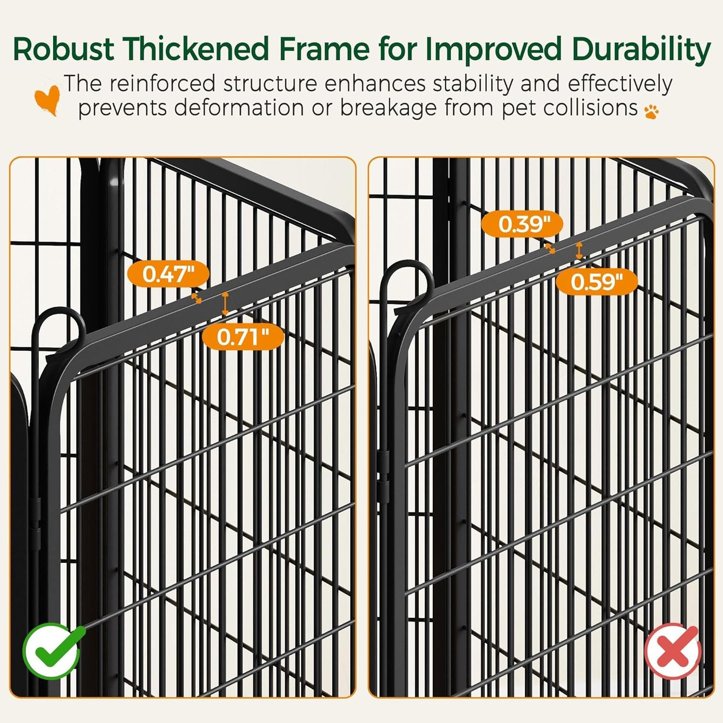 16-Panel Portable Dog Playpen & Pet Fence (32" Height) | Foldable Heavy-Duty Metal Exercise Pen for Small & Medium Dogs | Easy Setup Yard & Camping Gate with Lockable Door