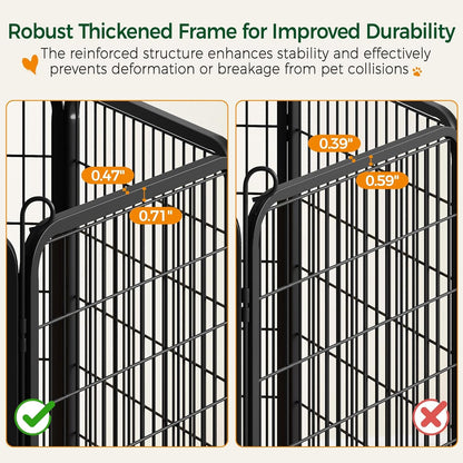 16-Panel Portable Dog Playpen & Pet Fence (32" Height) | Foldable Heavy-Duty Metal Exercise Pen for Small & Medium Dogs | Easy Setup Yard & Camping Gate with Lockable Door