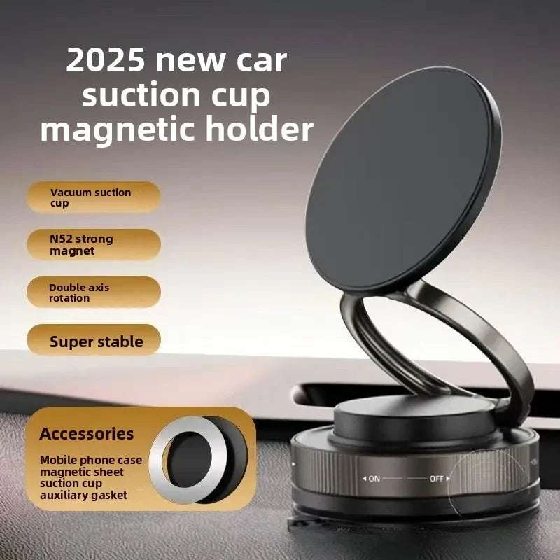 Y06 Vacuum Magnetic Phone Holder Stand | MagSafe Compatible Suction Cup Phone Mount with Adjustable Swivel Lock | Hands-Free Magnetic Mount for Car, Gym, Mirror & Smooth Surfaces