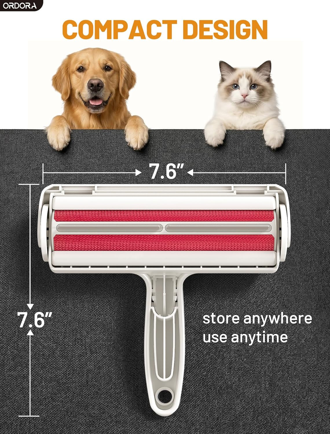 Reusable Pet Hair Remover Roller for Dog & Cat Fur | Multi-Surface Lint Roller with Self-Cleaning Storage Bin for Couches, Bedding, Furniture, Rugs & Car Seats | Eco-Friendly Hair Removal Tool