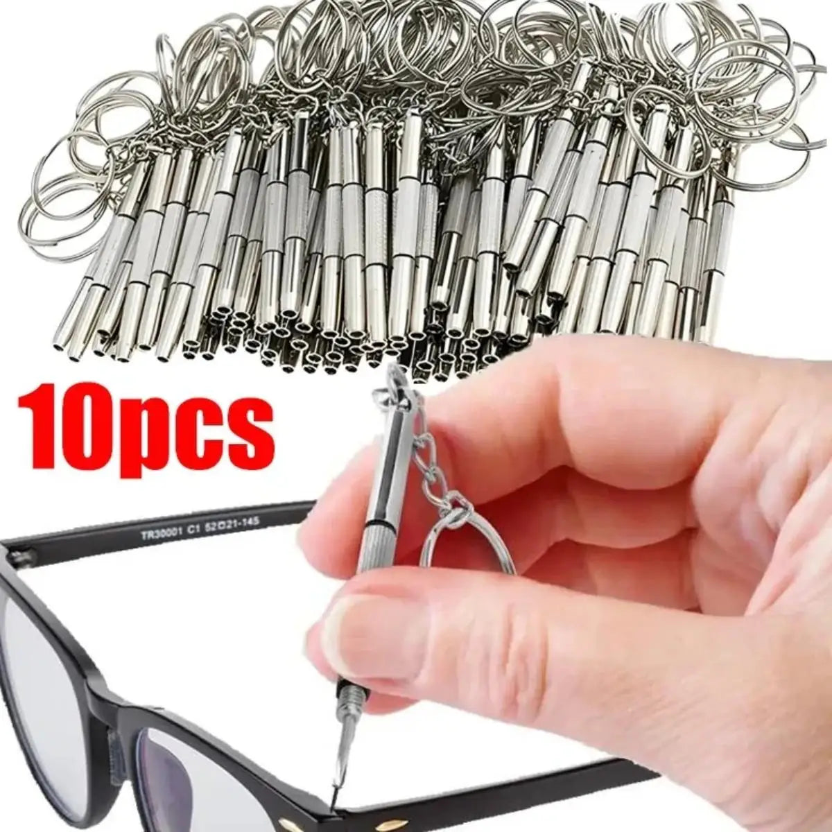 Mini 3-in-1 Keychain Precision Screwdriver Set (1/2/10 Pcs) | Portable Flathead, Phillips & Hex Nut Driver Tool | Eyeglass, Watch & Electronics Pocket Repair Kit