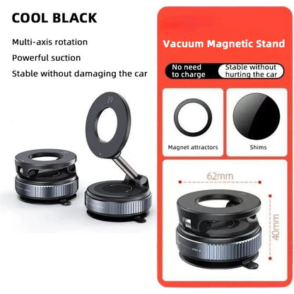 Y06 Vacuum Magnetic Phone Holder Stand | MagSafe Compatible Suction Cup Phone Mount with Adjustable Swivel Lock | Hands-Free Magnetic Mount for Car, Gym, Mirror & Smooth Surfaces