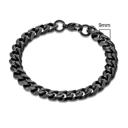 3mm–11mm Stainless Steel Cuban Link Chain Bracelet | Heavy-Duty Silver Curb Chain Wristband for Men & Women | Punk Rock Biker Jewelry