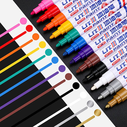 Waterproof Car Scratch Repair & Tire Paint Marker Pen | Quick-Drying Touch-Up Paint Pen for Auto Body Scratches, Wheel Rim Touch-Ups & Tire Lettering