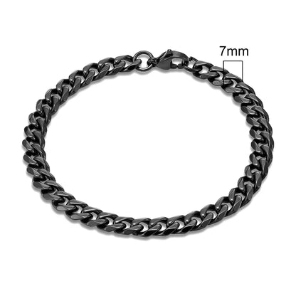 3mm–11mm Stainless Steel Cuban Link Chain Bracelet | Heavy-Duty Silver Curb Chain Wristband for Men & Women | Punk Rock Biker Jewelry