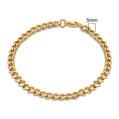 3mm–11mm Stainless Steel Cuban Link Chain Bracelet | Heavy-Duty Silver Curb Chain Wristband for Men & Women | Punk Rock Biker Jewelry