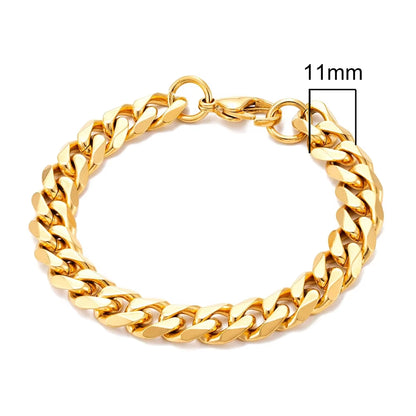3mm–11mm Stainless Steel Cuban Link Chain Bracelet | Heavy-Duty Silver Curb Chain Wristband for Men & Women | Punk Rock Biker Jewelry