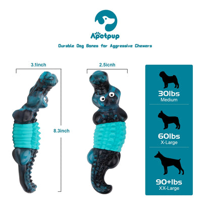 Indestructible Dog Toys for Aggressive Chewers | Heavy-Duty Tough Rubber Dog Chew Toy for Large Breeds & Power Chewers | Durable Dental Care Toy for Boredom & Anxiety Relief (Blue)
