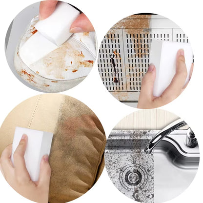 1–100 Pcs Extra Dense Magic Melamine Sponge Eraser Pack | Multi-Surface Cleaning Eraser Sponges | High-Density Dishwashing & Stain Remover Pads for Kitchen, Bathroom & Home