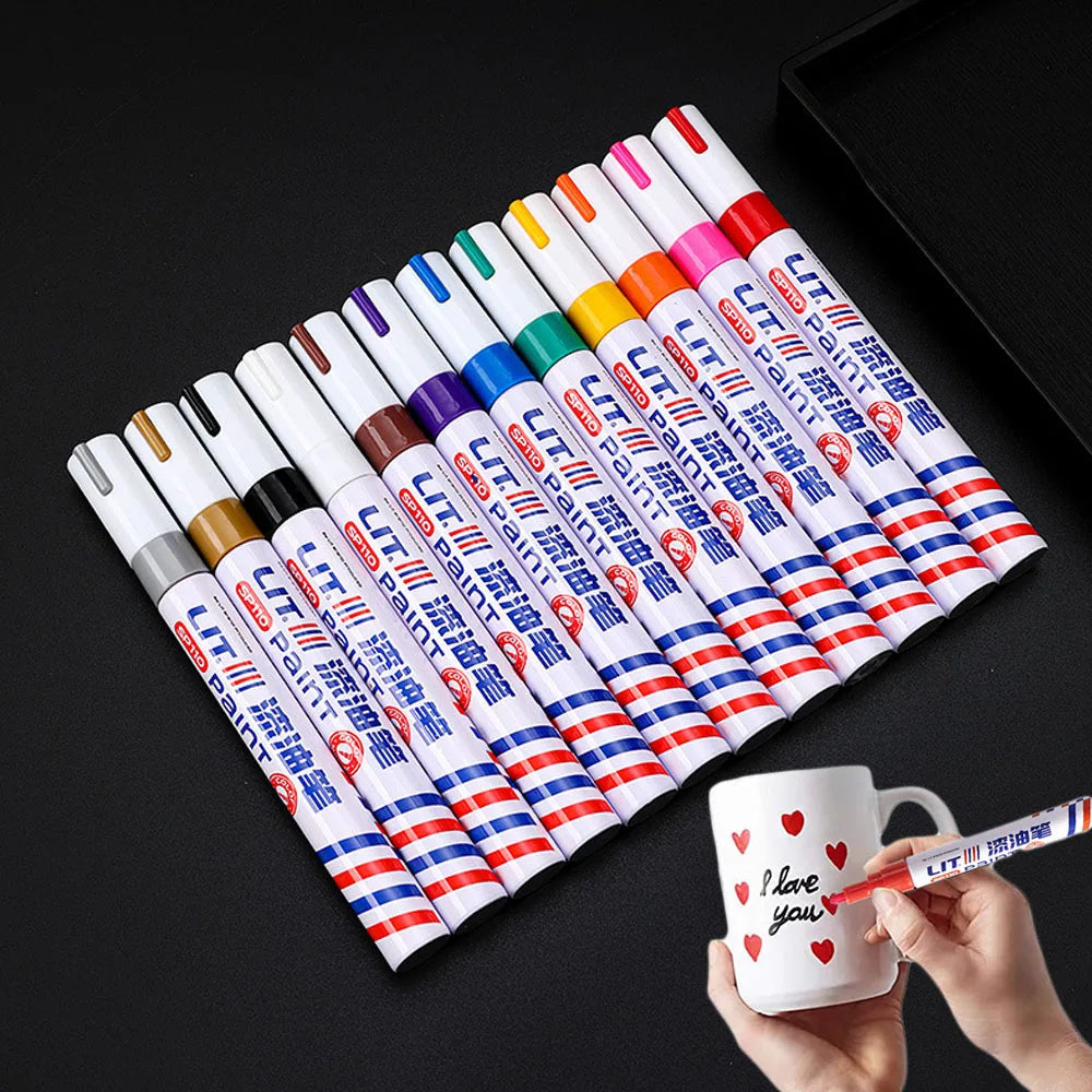 Waterproof Car Scratch Repair & Tire Paint Marker Pen | Quick-Drying Touch-Up Paint Pen for Auto Body Scratches, Wheel Rim Touch-Ups & Tire Lettering