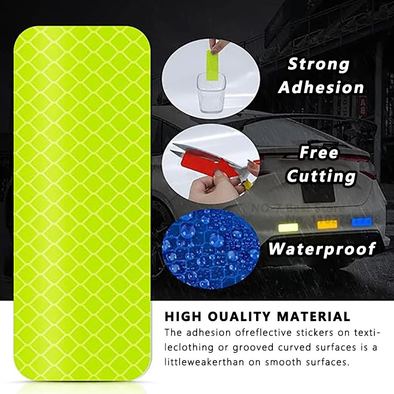 High-Visibility Reflective Warning Stickers (10 to 80 Pcs Set) | Waterproof Night Safety Reflector Strip Tape for Motorcycle Helmets, Bicycles, Cars, Strollers & Outdoor Gear