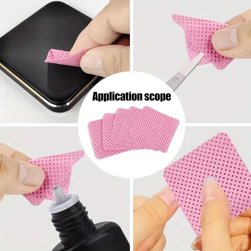 50 Pcs Lint-Free Nail Wipes & Eyelash Extension Cleaning Pads | Super Absorbent Gel Polish Remover Wipes | Professional Nail Prep & Glue Wipe Pads (White & Pink)